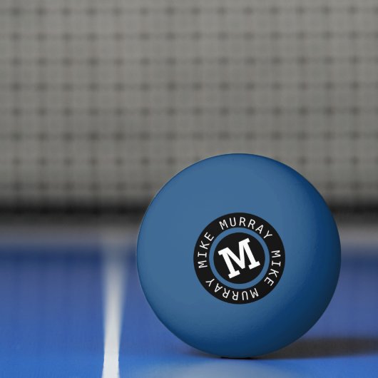 monogram op blauw pingpongbal (Net)
