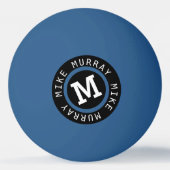 monogram op blauw pingpongbal (Voorkant)