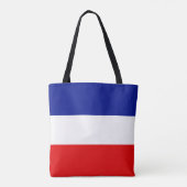 Monogram op blauwe rode en witte gestreepte tote b bag (Achterkant)