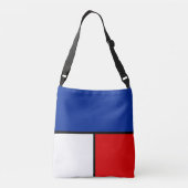 Monogram op blauwe, rode en witte schoudertas crossbody tas (Achterkant)