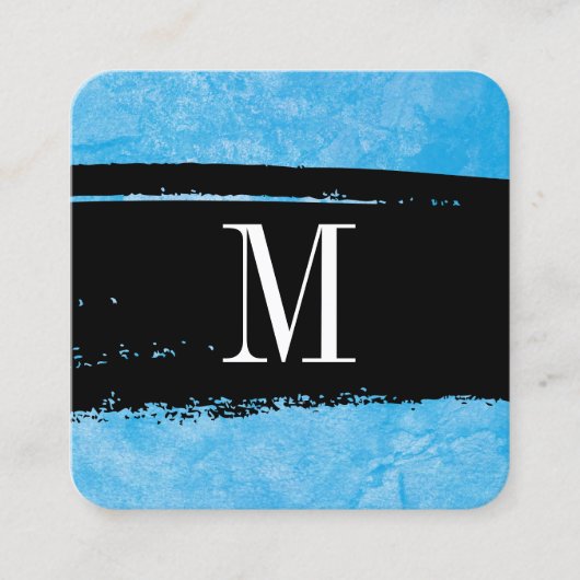 Monogram op Blue Grunge Express Vierkante Visitekaartje (Voorkant)