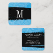 Monogram op Blue Grunge Express Vierkante Visitekaartje (Voorkant / Achterkant)
