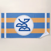 Monogram op brede strepen van Marine Blue & Marigo Strandlaken (Voorkant)