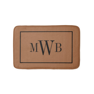 Monogram op bruine neutrale textuurlook bijgewerkt badmat