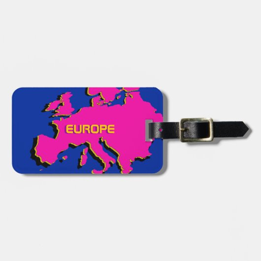 Monogram op de kaart van Roze Europa - Bagagelabel (Voorkant horizontaal)