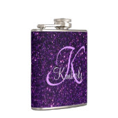 Monogram op de Paarse Glitterkolf Heupfles (Rechts)