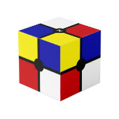 Monogram op de stijlvolle Mondriaan Geïnspireerde  Kubus (Achter hoekig)