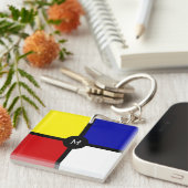 Monogram op de stijlvolle Mondriaan Geïnspireerde  Sleutelhanger (Voorkant Rechts)