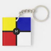 Monogram op de stijlvolle Mondriaan Geïnspireerde  Sleutelhanger (Achterkant)