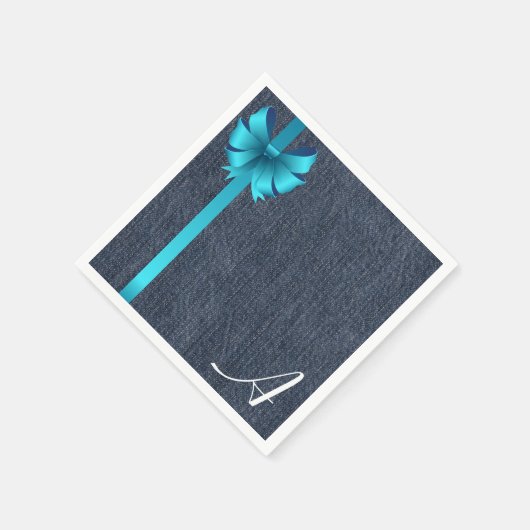 Monogram op Denemarken met blauw lintje Servet (Hoek)