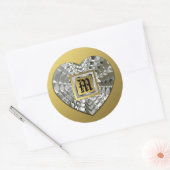 Monogram op diamanten hart gouden afdichtingen en ronde sticker (Envelop)