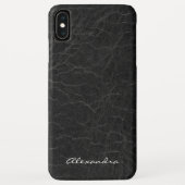 Monogram op Faux Black Leather Case-Mate iPhone Case (Achterkant)