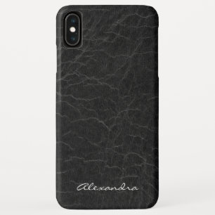 Monogram op Faux Black Leather Case-Mate iPhone Case
