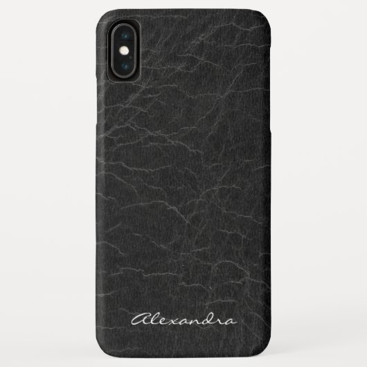 Monogram op Faux Black Leather Case-Mate iPhone Case (Achterkant)