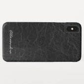 Monogram op Faux Black Leather Case-Mate iPhone Case (Achterkant (horizontaal))
