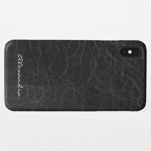 Monogram op Faux Black Leather Case-Mate iPhone Case (Achterkant (horizontaal))