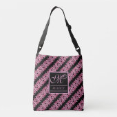 Monogram op fractale roze en zwart crossbody tas (Achterkant)