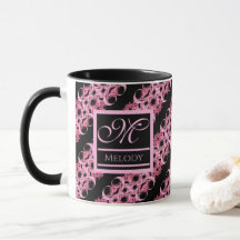 Monogram op fractale roze en zwart