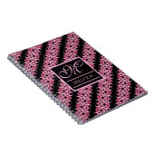 Monogram op Fractale Roze en Zwart Notitieboek (Rechterzijde)