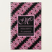 Monogram op fractale roze en zwarte waszak planner (Voorkant)