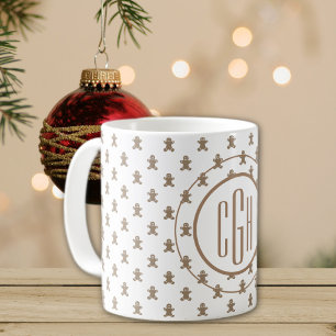 Monogram op Gebruine Man Patroon 11oz Koffiemok