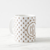Monogram op Gebruine Man Patroon 11oz Koffiemok (Voorkant links)