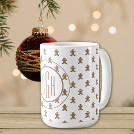 Monogram op Gebruinebroodmannenpatroon 15oz Koffiemok