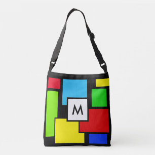 Monogram op gekleurde vierkanten crossbody tas