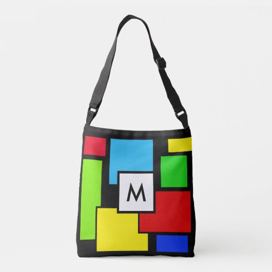 Monogram op gekleurde vierkanten crossbody tas (Achterkant)