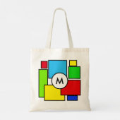 Monogram op gekleurde vierkanten tote bag (Achterkant)