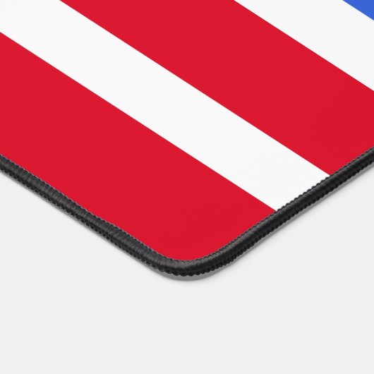 Monogram op Gestreept Blauw, Rood & Wit Bureaumat (Hoek)