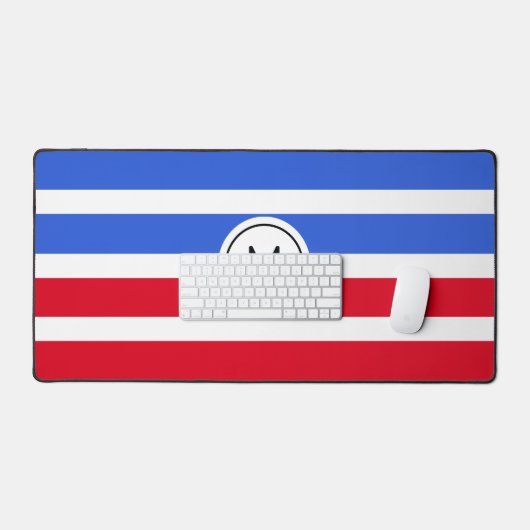 Monogram op Gestreept Blauw, Rood & Wit Bureaumat (Keyboard & Muis)