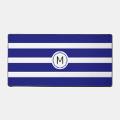 Monogram op Gestreept Blauw & Wit Bureaumat (Voorkant)