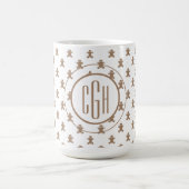 Monogram op Gingerbread Man Patroon 15oz Koffiemok (Center)