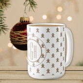 Monogram op Gingerbread Man Patroon 15oz Koffiemok