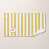 Monogram op Golden & White Striped Bad Handdoek (Handdoek)
