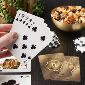 Monogram op goud en zwart marmer pokerkaarten (Insitu)
