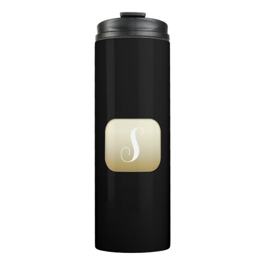 Monogram op gouden en zwarte thermische mok (Voorkant)