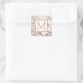 monogram op goudmarmer van roos vierkante sticker (Tas)