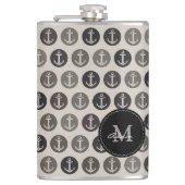 Monogram op het patroon van Anchors Heupfles (Voorkant)