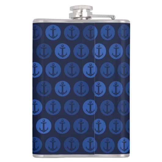 Monogram op het Patroon van de Anchors van de Blau Heupfles (Achterkant)