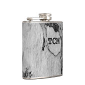 Monogram op hout zwart en wit heupfles (Rechts)