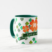 Monogram op klavertje vier-patroon mok (Voorkant links)