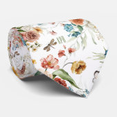 Monogram op Kleurrijke Bloemstilleven Kunst Wit Stropdas (Opgerold)