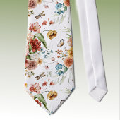 Monogram op Kleurrijke Bloemstilleven Kunst Wit Stropdas