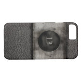Monogram op leder en rusten metaal Case-Mate iPhone case (Achterkant (Horizontaal))