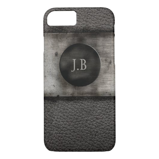 Monogram op leder en rusten metaal Case-Mate iPhone case (Achterkant)