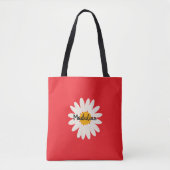 Monogram op levendige achtergrond bloemen rood tote bag (Voorkant)