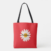 Monogram op levendige achtergrond bloemen rood tote bag (Achterkant)