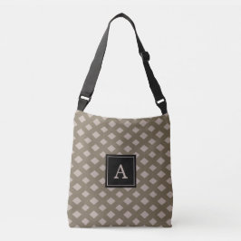 Monogram op lichtbeige diamant geometrisch patroon crossbody tas